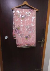 Elegant Peach Floral Saree