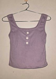 Lilac Button Crop Top