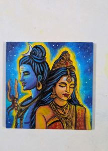 Mini Shiva Parvati Canvas Art Painting