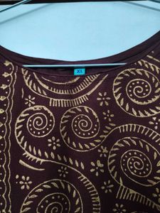 Janasya Deep Maroon Foil Printed Beautiful Kurta