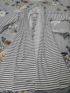 Striped Hooded Cardigan