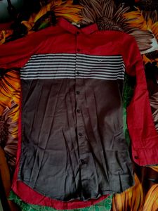 Red And Grey Color Mens Shirt