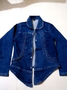 Denim Braided Design Jacket>3