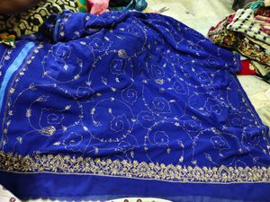 aari tari an zardozi Blue Saree 💓
