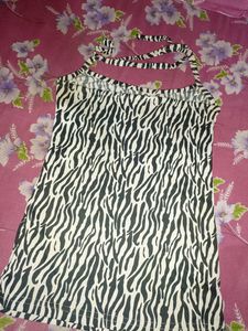 Halterneck Zebra Print Top