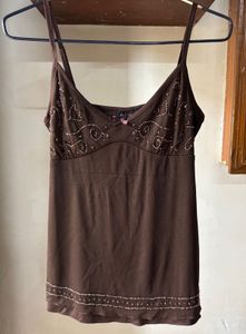 Beaded Brown Camisole Top
