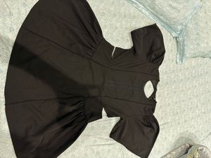 Black Cutout Puff Sleeve Dress