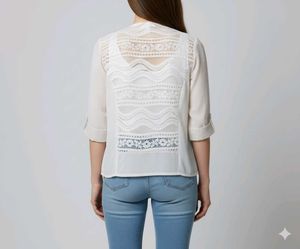 Elegant White Lace Detail Jacket