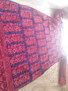 Red &amp; Navy Embroidered Kurti