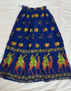 Elegant blue skirt with lace border