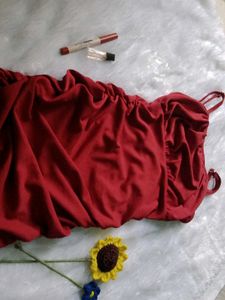 Red Ruched Bodycon Dress