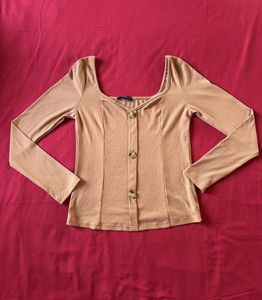 Shein Brown Full Sleeves Top