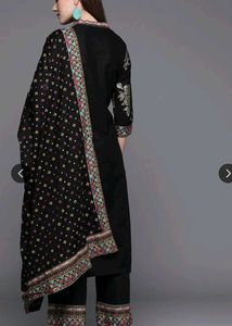 Biba Women Black Floral Regular Pure Cotton Kurta