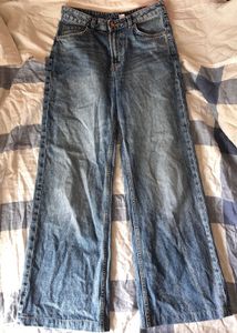 Blue Wide Leg Denim Jeans