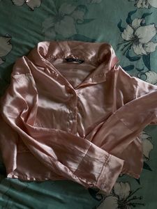 Zara Pink Satin Button Down