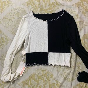 Black And White Full Sleeve Top