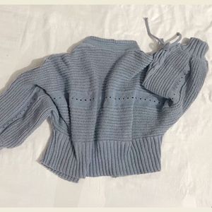 Blue Cropped Cardigan