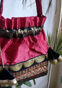 Maroon And Black Wedding Potli bag