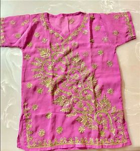 Chikankari Pink Tunic Top