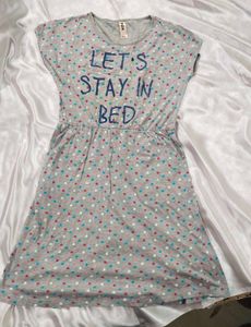 Grey Heart-Print Lounge Dress – Cute & Comfy!