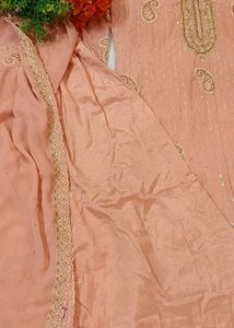 Peach Jarkan Hand Work Embroidery Suit
