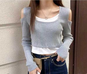 🤍Gray Cold Shoulder Crop Top🤍
