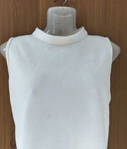 White Mock Neck Sleeveless Top