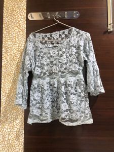 Blue Lace Detail Top