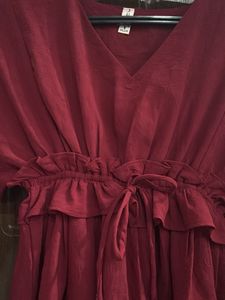 Maroon Snitched Waist Top