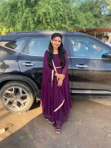 Purple Ethnic Gown Kurti With Dupatta