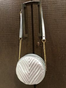 Silver Quilted Circle Bag