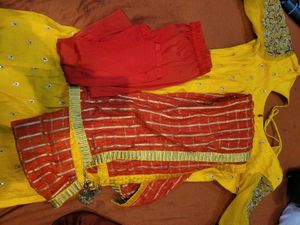 Yellow Embroidered Kurta Set only for 500