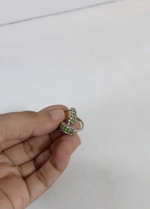Pure Silver Green Stone Toe Ring