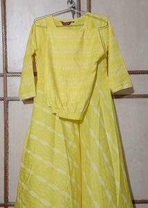 Yellow ikat Print Dress