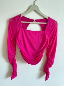 viral Pink mesh Long Sleeve Top