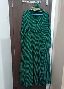 full flare green Heavy anaarkali suit with duppata