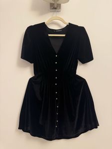 Zara Black Velvet Mini Dress