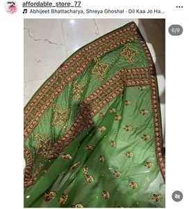 The Zardozi &amp; Crystal Booti Emerald handwork Saree