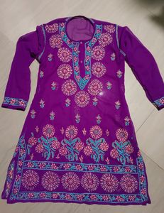 Purple Chikankari Kurti