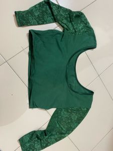 Green Blouse With 3/4 Sleeves