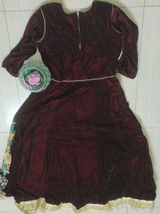Elegant Embroidered velvet Ethnic Gown