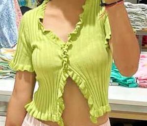 Lime Ruffle Knit Top