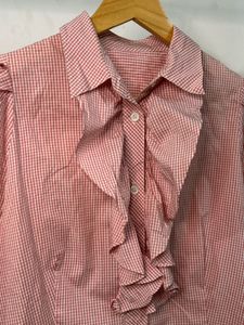Pink gingham button Up