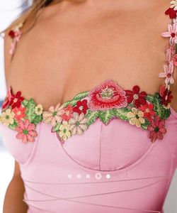 Pink Floral Trim Mini Dress Size XS