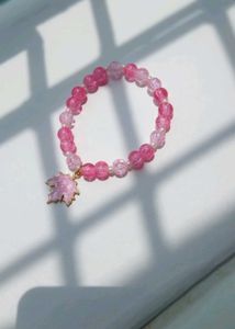 Pink Maple Leaf Beaded Bracelet