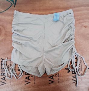 SHEIN Drawstring Knot Side Marled Shorts