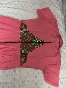 Designer Dhoti Style Long Pink Kurta Dress