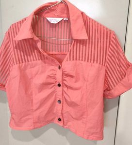 Coral Cropped Shirt