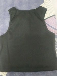 Black Ribbed Crop Tank Top