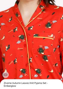 Red Patterned Zivame Pajama Set